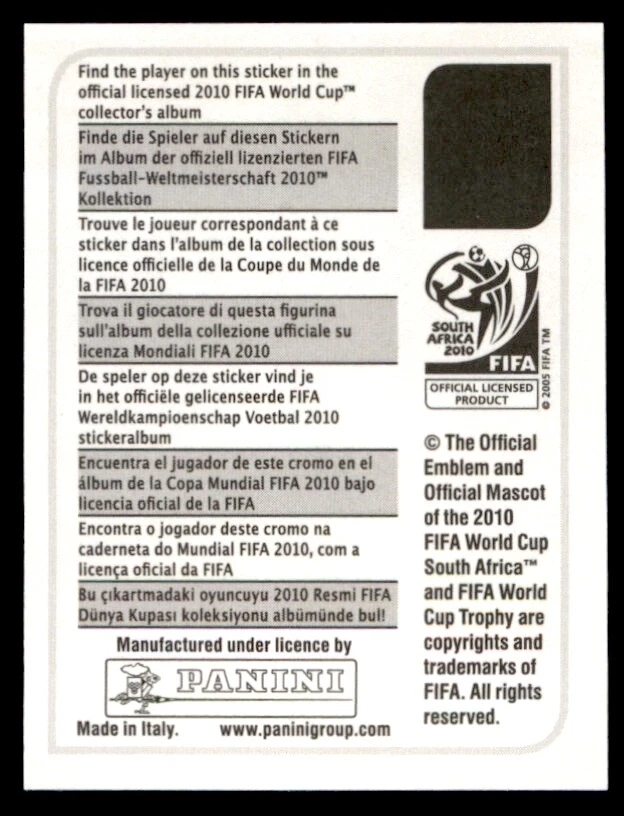 Panini World Cup 2010 Unnumbered (Coca-Cola Promo) Elano (Brazil) - Image 2 of 2