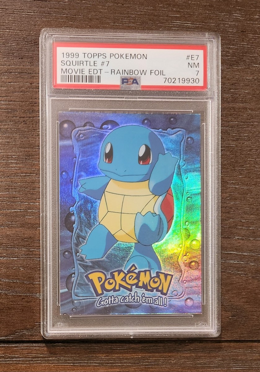 PSA 7 NM Squirtle #E7 of 12 Topps Movie Edition Rainbow Foil Blue