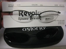 NEW Revolution Eyeglass Frame  with sun shade  REV660 in COAL 49-17-140 w/case