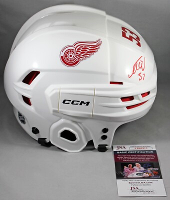 detroit red wings motorcycle helmet DOMINIK HASEK Signed Mini Goalie Mask Proudly offering leagues in NBA MORITZ SEIDER SIGNED FULL-SIZE DETROIT