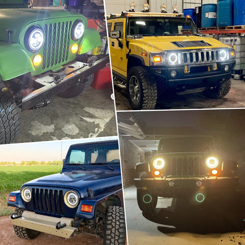 Пара круглых светодиодных фар 7 дюймов для GMC C15/C25 C35 1975-1978 DRL высокая низкая - Изображение 2 из 4