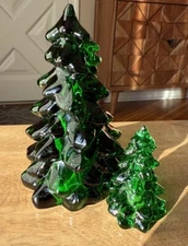 Mosser Glass Christmas Tree Set - 2 sizes - HUNTER GREEN Holiday Decor