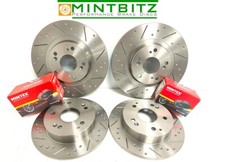Mercedes ML55 AMG W163 00-05 Front Rear Brake Discs Mintex Pads Dimpled Grooved