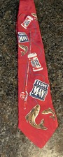 Vintage Red Bud Light Tie Budweiser I Love You Man Fishing Beer 58x4