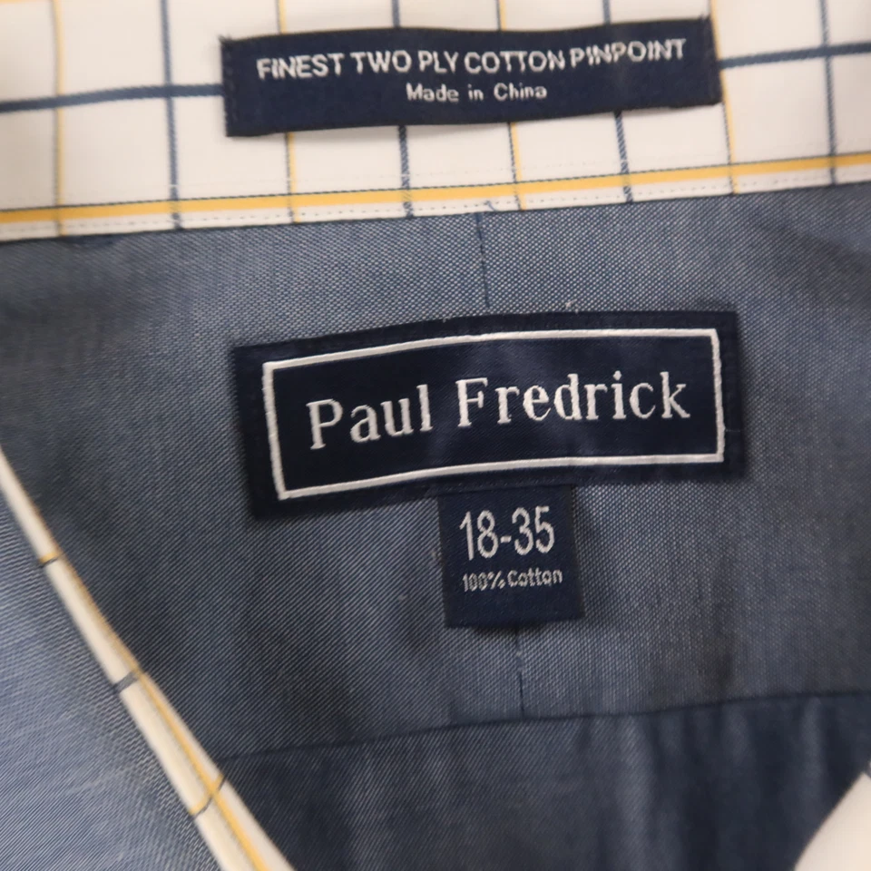 Camisa Paul Fredrick Para Hombres 2XL 18 Azul 100% Algodón Abotonada Pinpoint Oxford OCBD Foto 4 de 4