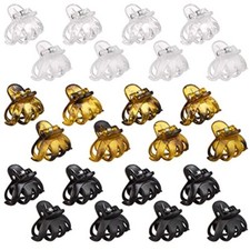 24pc Mini Octopus Jaw Clip Set - Clear, Tortoise  Black Hair Clips For