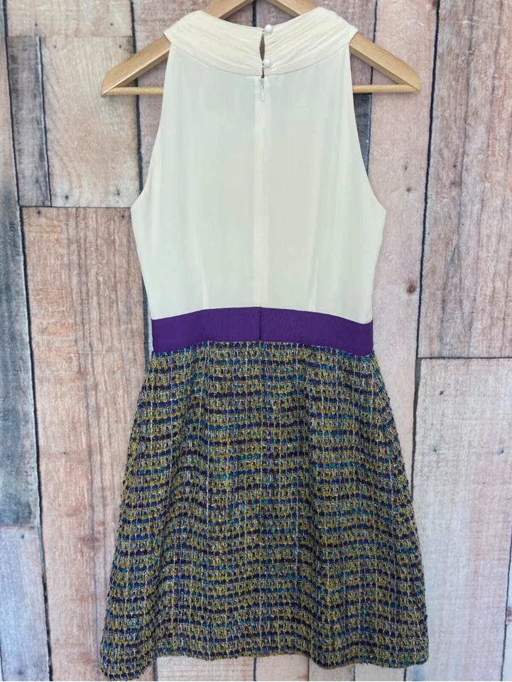 Vestido para mujer Kate Spade 2 púrpura seda lana tweed lazo sin mangas carrera informal Foto 3 de 4