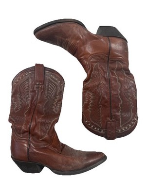 Dan Post 744 Brown Leather Western Cowboy Boots Women s 8 Vintage Leather