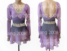 Ice Figure Skating Dress Rhythmic Gymnastics Twirling Competition purple dyeing