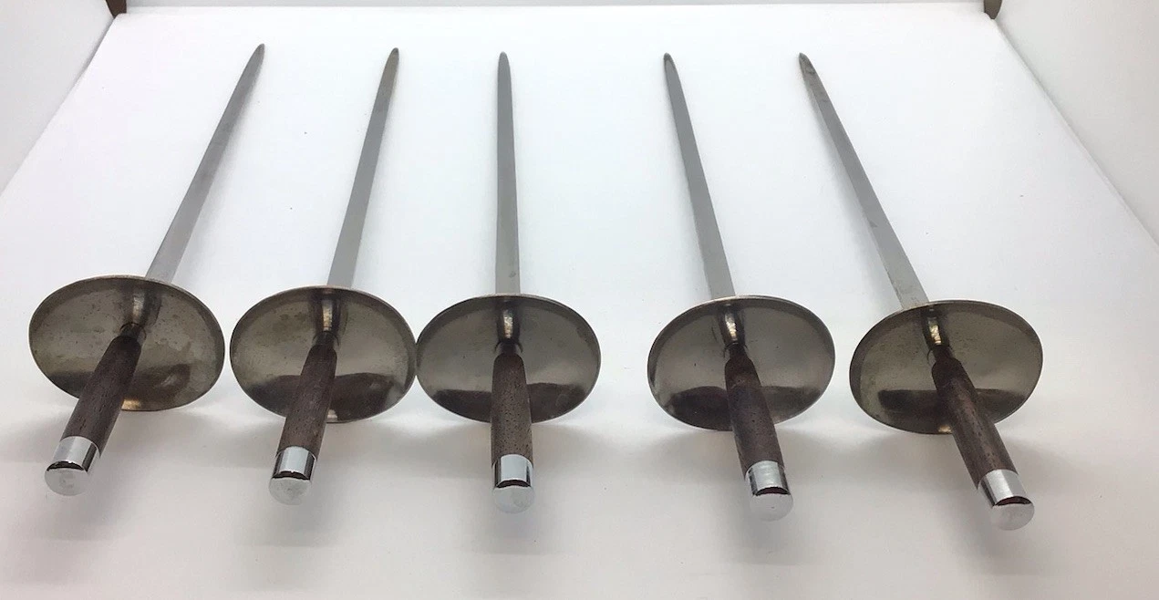 5 Vintage Mid Century Modern Fondue Sword Skewers Set Stainless Made Japan
