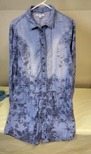 Dress LARGE Blue Shirt Dress Button Front Relaxed Fit American Eagle