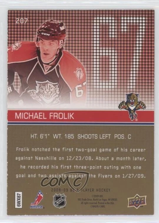 2008 Upper Deck Be a Player Rookies Player's Club /10 Michael Frolik Rookie RC - Image 2 of 2