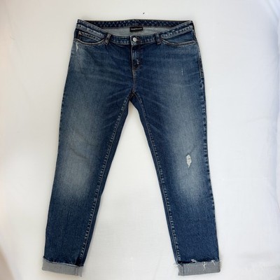 Emporio Armani Men's Slim Distressed Jeans Medium Wash Cropped Size 33