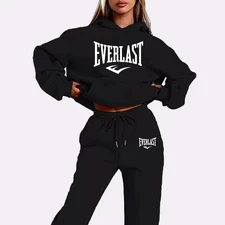 Women’s Letter Print Two Piece Tracksuit Set Hoodie Sweatshirt Jogging Suit