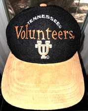 Vintage Tennessee Volunteers Black With Suede Bill Cap. Pre-Owned Outdoor Cap 