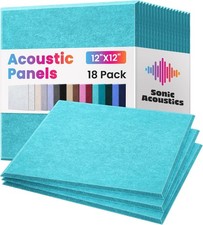 Acoustic Wall Panels Set of 18 Self Adhesive Sound Absorbing 12x12x0.4 Inch