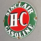VINTAGE 12” DOMED SINCLAIR DINOSAUR PORCELAIN SIGN CAR GAS OIL TRUCK MOTORCYCLE