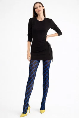 Fiore Retro Blue 60 DEN Strumpfhose Schwarz S 36-38 Damen Nylon Feinstrumpfhose - Bild 1 von 4