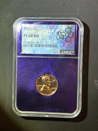 1962 Lincoln Cent, NGC PF68RD Purple Core