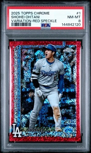 2025 Topps Chrome Shohei Ohtani Red Speckle Variation 5/5 PSA 8 Dodgers SSP