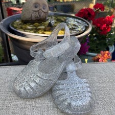Clear Glitter Jelly Shoes Sandals Kids Size 8