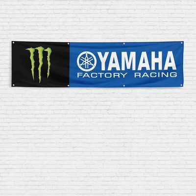 Yamaha Factory Racing 2x8 ft Flag MotoGP Motorcycle Bike Garage Wall Banner