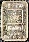 1 Gram .999 Fine Silver Art Bar Ingot. U.S. Army. Fun Way To Dip Into Investing.