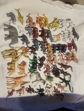 VINTAGE PLASTIC ZOO ANIMALS LOT OF 60 ANTEATER BUFFALO DOLPHIN MONKEY KANGAROO