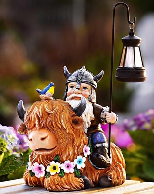 Garden Gnome Outdoor Statue 12 Inch Highland Cow Gnomes