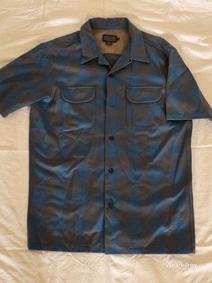 Pendleton Blue/Brown Plaid Wool Flannel short board shirt