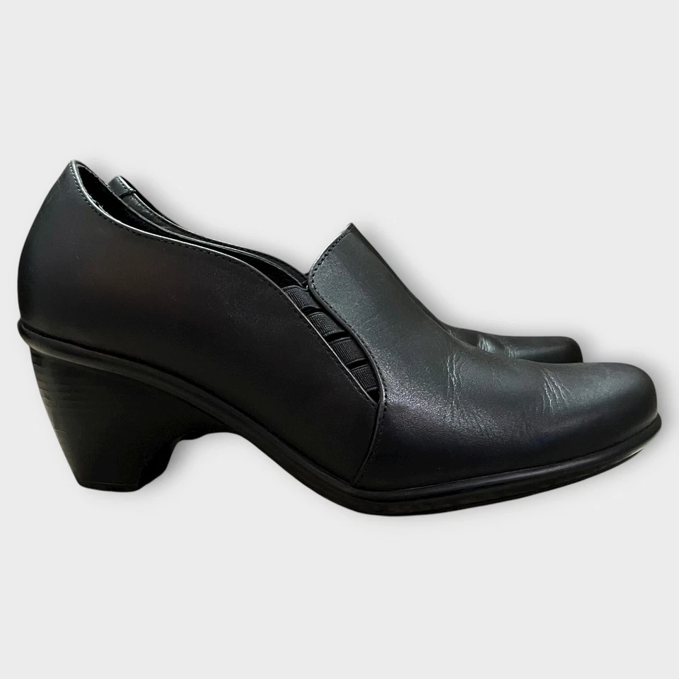 Zapatos Dansko Raphael de cuero negro sin cordones de tacón ancho para mujer 7,5/8 38 Portugal Foto 4 de 4