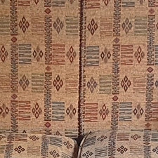 Derwent Traditional High Back Sofa, Beige/Brown Geometric, Round Arms 200cm
