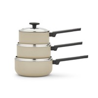 Morphy Richards 3 Piece Pan Set Cream Recycled Aluminium Saucepan Set 859003