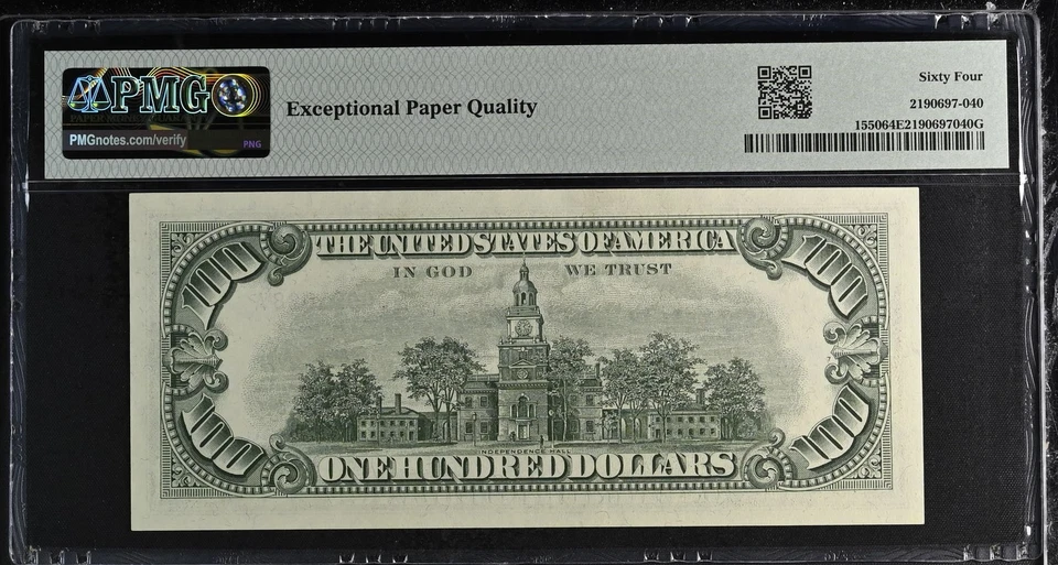 $100 1966 Legal Tender Note Granahan Fowler Choice Uncirculated 64 EPQ PMG - Image 2 of 2