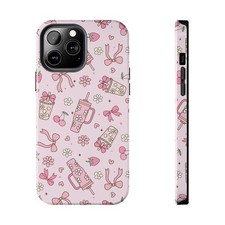    Cute Pink Aesthetic Phone Case - Bow Flower Cherry Girly Cover iPhone Samsung