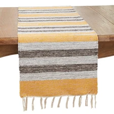 Fringe Edge Striped Table Runner, 16"x72", Multi