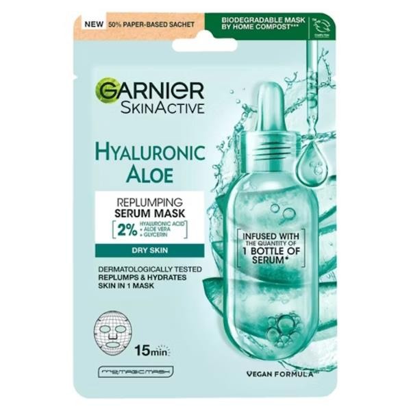 3 x Garnier Skin Active Hyaluronic Aloe Replumping Serum Mask