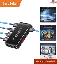 4 Port HDMI Splitter 8K 60Hz Supports 4K 120Hz - Perfect for Multiple Monitors