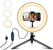 12" LED Selfie Ring Light with Tripod, Phone Holder  11 Brightness Levels