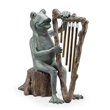 Frog and Harp Tube Windchime and Garden Sculpture 