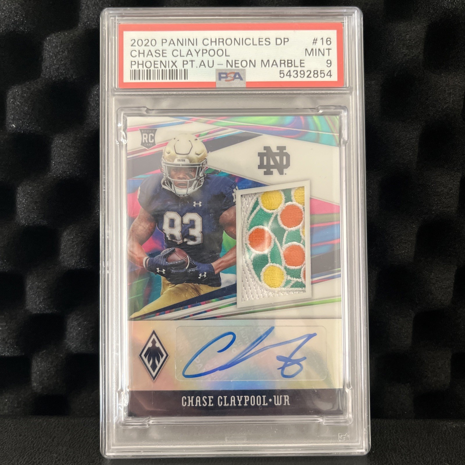 Chase Claypool Panini Chronicles Draft Picks Phoenix Patch Autographs #16 Neon Marble