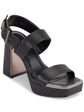 DKNY Womens Black 1" Platform Bibiana Toe Block Heel Slingback Sandal 9.5 M
