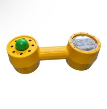 Vintage Playskool Hear N See Baby Activity Toy Dumbell Rattle Phone Yellow 1986