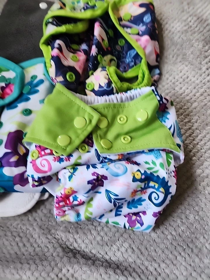 Fundas de pañales de tela con camaleones e insertos lote de 3 talla única Foto 3 de 4