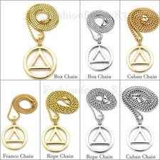 Hip Hop Sobriety Circle Triangle Pendant Necklace many Chains Available FXSP436