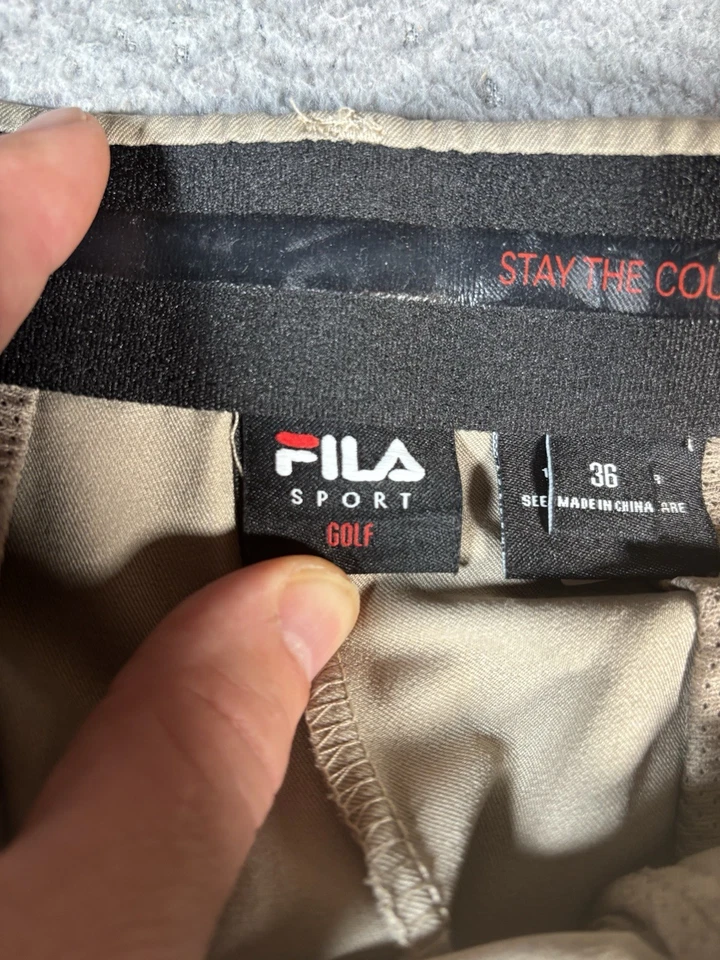 Pantalones Cortos Fila Para Hombre Talla 36 Beige Deportivos Golf Frente Plano Poliéster 9” Entrepierna Foto 3 de 4