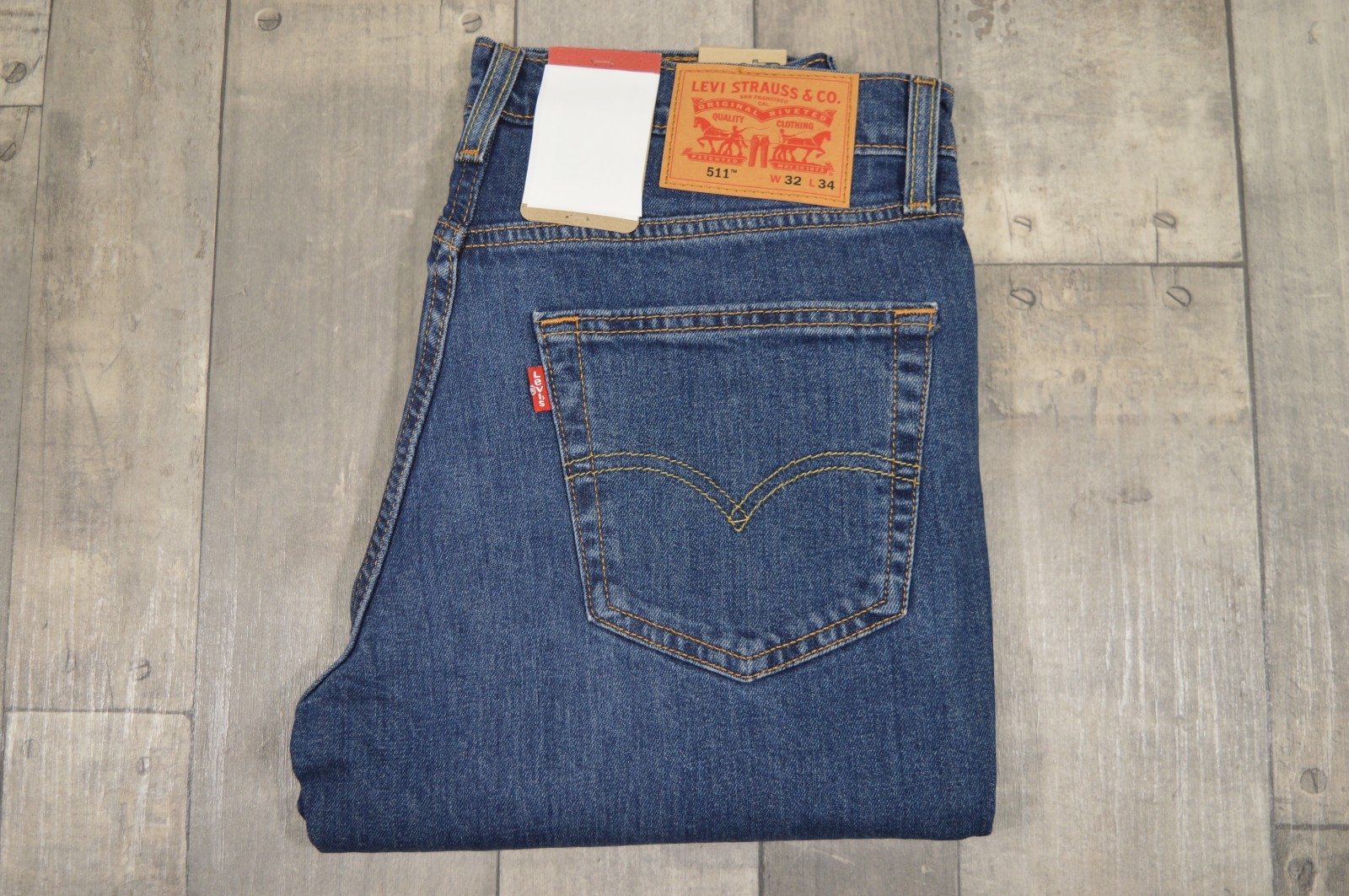 Men's Levi's 511 Slim Mid Blue Denim Red Tab Jeans W32 L34 RRP £90