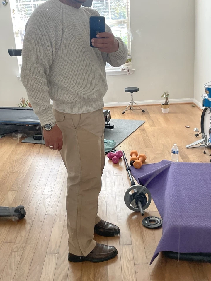 Suéter Pullover Algodón Tejido con Cable Blanco Crema Grande LANDS END Foto 2 de 4