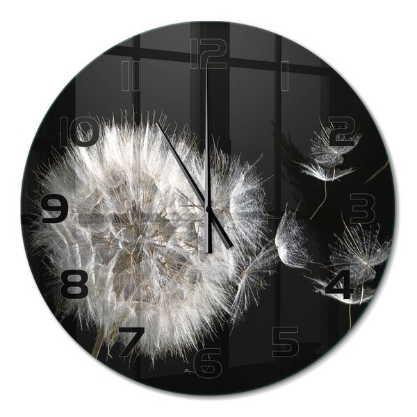 Runde Wanduhr Aus GehäRtetem Glas Glas-Wanduhr LöWenzahn Schwarze Zeiger Fi60 Cm-image
