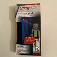 Coleman LED Light Pet Dog Leash - 5 Ft - Glow 2 Flash Speeds - New